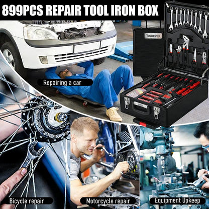 899-Piece Portable Metal Tool Set with Wheeled Cabinet