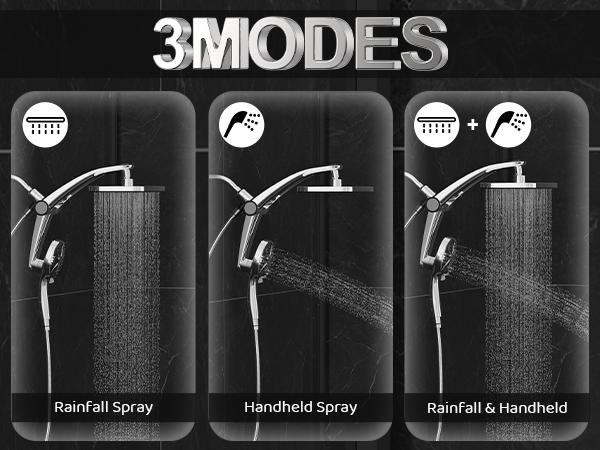 Dock-Free Dual Rain Shower Head Combo - 12" High-Pressure Rainfall Shower