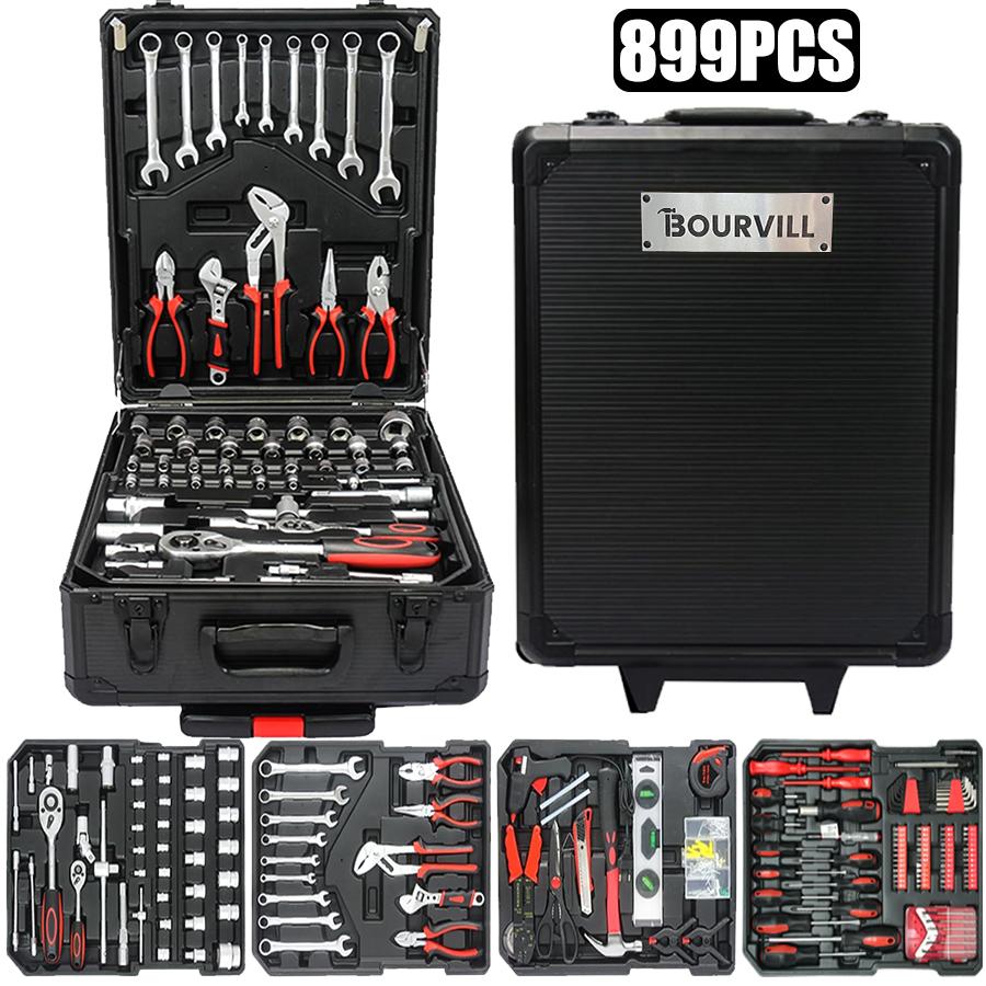 899-Piece Portable Metal Tool Set with Wheeled Cabinet