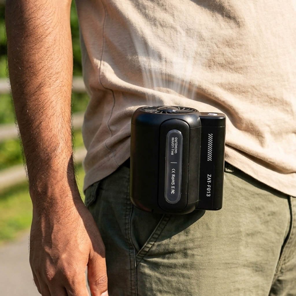 Portable Waist Fan with Rechargeable Battery for Hands-Free Cooling
